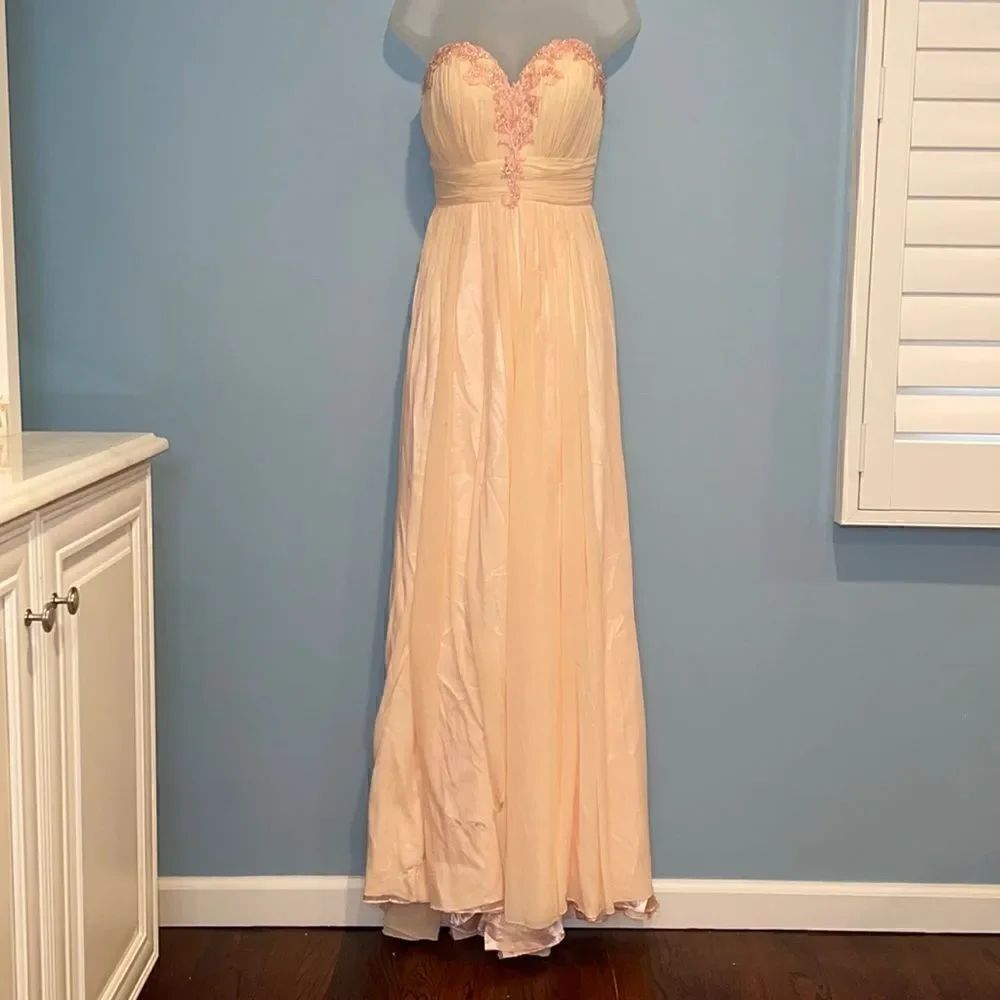 Jovani Dress prom formal wedding Strapless Lace Rhinestone Black Tie Homecoming
